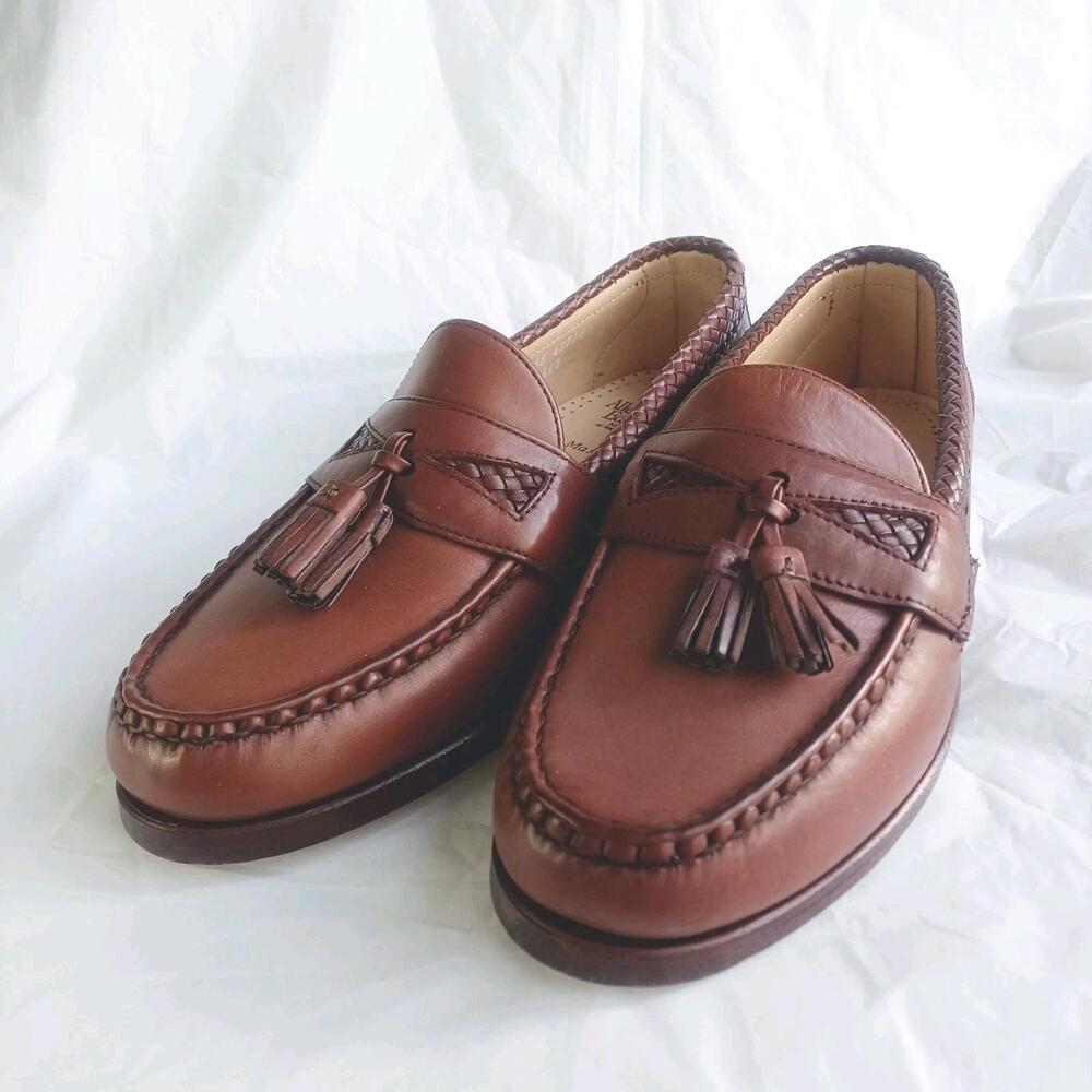 Allen Edmonds Maxfield Leather Shoes Sz 9 3E Braided Tasseled Loafer Chili 47716